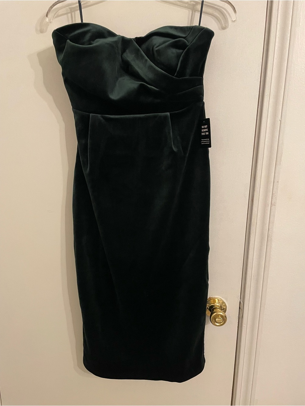 Express Strapless Emerald Velvet Sheath Dress